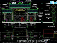 Bản vẽ CAD kiến trúc + Kết cấu Cổng + Tường Rào Đền thờ Liệt sỹ